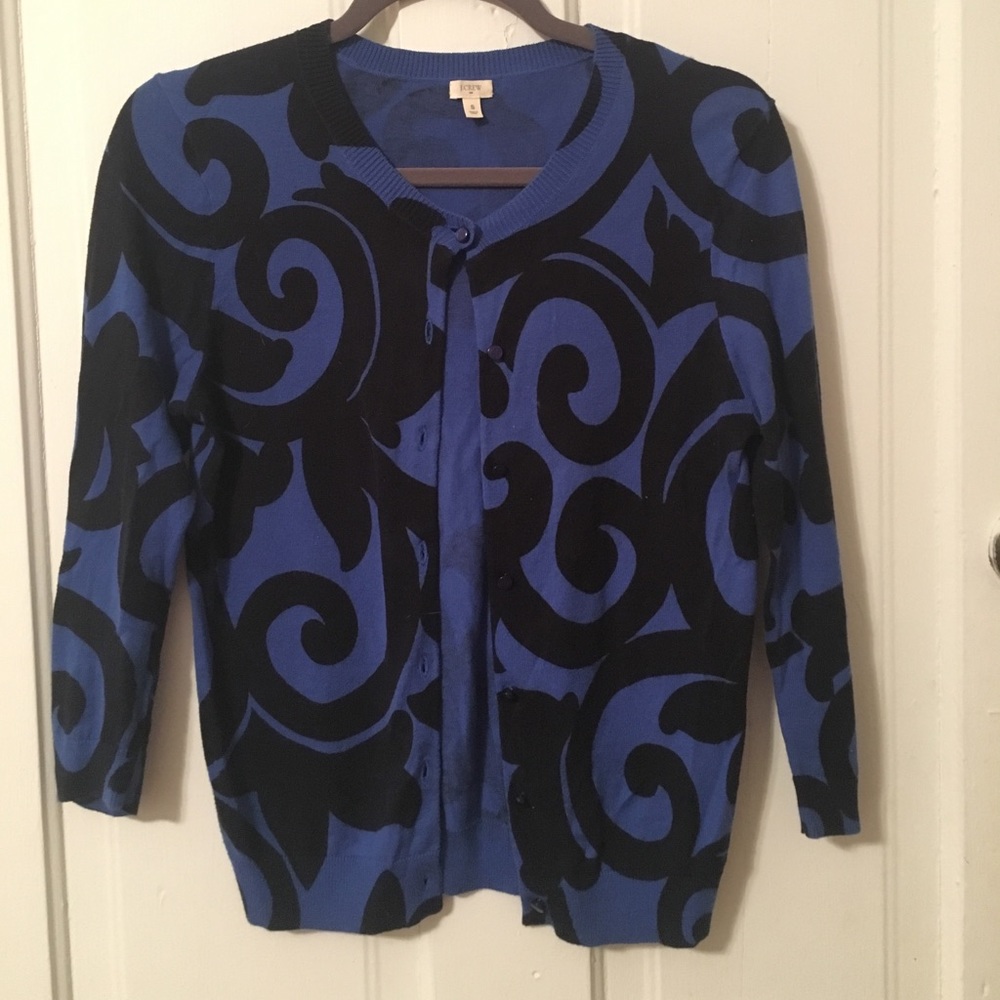 J. Crew Small Black and Blue Pattern Sweater